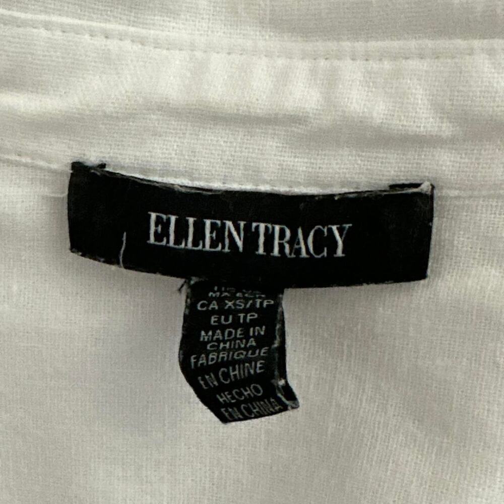 Ellen Tracy Linen Short Sleeve Button Down Blouse White XS - Picture 4 of 6